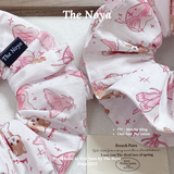 Dây buộc tóc 3 KIỂU handmade hoạ tiết mèo nơ hồng nhiều mặt The Noya T27