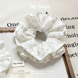 Dây buộc tóc handmade hoạ tiết thiên nga trắng mix nơ by The Noya T32