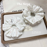 Dây buộc tóc handmade hoạ tiết thiên nga trắng mix nơ by The Noya T32