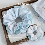 Bluery - Dây buộc tóc scrunchie handmade by The Noya chất thô cotton vibe xanh dương T57