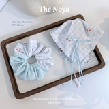 Bluery - Dây buộc tóc scrunchie handmade by The Noya chất thô cotton vibe xanh dương T57