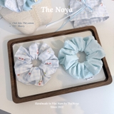 Bluery - Dây buộc tóc scrunchie handmade by The Noya chất thô cotton vibe xanh dương T57