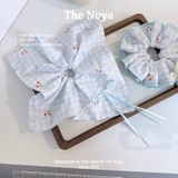 Bluery - Dây buộc tóc scrunchie handmade by The Noya chất thô cotton vibe xanh dương T57