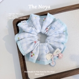 Bluery - Dây buộc tóc scrunchie handmade by The Noya chất thô cotton vibe xanh dương T57