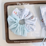 Bluery - Dây buộc tóc scrunchie handmade by The Noya chất thô cotton vibe xanh dương T57