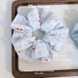 Bluery - Dây buộc tóc scrunchie handmade by The Noya chất thô cotton vibe xanh dương T57