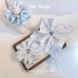 Bluery - Dây buộc tóc scrunchie handmade by The Noya chất thô cotton vibe xanh dương T57