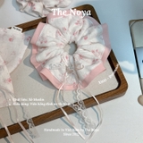 Rosemuse Scrunchie - Dây buộc tóc xô muslim 2 tầng phối viền, scrunchie cẩm tú cầu handmade by The Noya X100