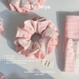 'STRAW' Scrunchies handmade siêu phồng tone hồng pastel 2 tầng, viền hồng by The Noya X91