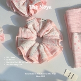 'STRAW' Scrunchies handmade siêu phồng tone hồng pastel 2 tầng, viền hồng by The Noya X91