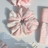 'STRAW' Scrunchies handmade siêu phồng tone hồng pastel 2 tầng, viền hồng by The Noya X91