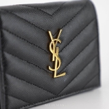SAINT LAURENT Cassandre Matelassé Flap Card Case  in Grain de Poudre Leather