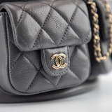 Chanel Gray Quilted Calfskin Medium Duma Pockets Drawstring Backpack – Sang trọng & tiện dụng trong từng chi tiết