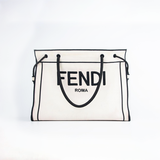 Fendi Túi xách canvas Tote đen trắng