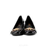Giày Cao Gót Nữ VERSACE – Square Toe Patent Leather Black &amp; Gold – Mới 98% Full Box