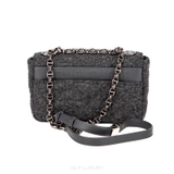 Christian Dior Flap Bag Grey – Len ép cao cấp phối kim loại Gunmetal – Mới 98%