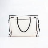 Fendi Túi xách canvas Tote đen trắng
