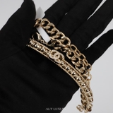 Chanel Choker – Kim loại & hạt đá, vàng ánh kim