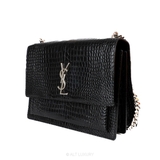 Saint Laurent YSL Sunset Medium Croc Black