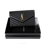 Saint Laurent Monogram Envelope Wallet – Black Grain de Poudre