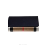 Burberry Halton Large Check Canvas & Cowhide Flap Bi-Fold Long Wallet