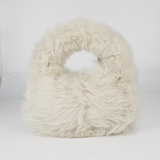 MiuMiu Fur Mini Top Handle Bag – lông trắng kem