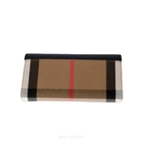 Burberry Halton Large Check Canvas & Cowhide Flap Bi-Fold Long Wallet