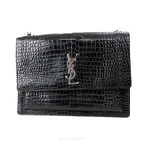 Saint Laurent YSL Sunset Medium Croc Black