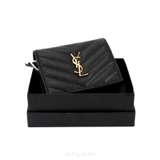 SAINT LAURENT Cassandre Matelassé Flap Card Case  in Grain de Poudre Leather