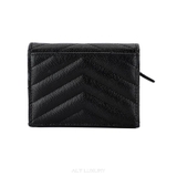 SAINT LAURENT Cassandre Matelassé Flap Card Case  in Grain de Poudre Leather