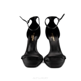 Saint Laurent Opyum YSL Ankle Strap Sandal in Black Patent / Silver – Biểu tượng quyến rũ & đẳng cấp