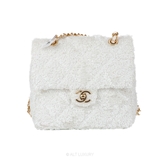 Chanel Classic Flap Bag Tweed – White