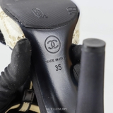 Chanel – Lace &amp; Camellia T-Strap Heels