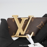 LOUIS VUITTON Monogram LV Initiales Belt – Gold Buckle