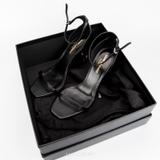 Saint Laurent Opyum YSL Ankle Strap Sandal in Black Patent / Silver – Biểu tượng quyến rũ & đẳng cấp