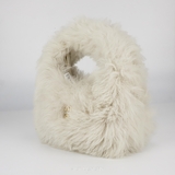 MiuMiu Fur Mini Top Handle Bag – lông trắng kem