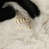 MiuMiu Fur Mini Top Handle Bag – lông trắng kem