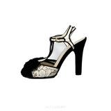 Chanel – Lace &amp; Camellia T-Strap Heels