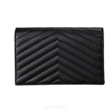 Saint Laurent Monogram Envelope Wallet – Black Grain de Poudre