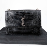 Saint Laurent YSL Sunset Medium Croc Black