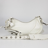 Túi đeo vai Balenciaga Le Cagole XS da dập vân croc màu trắng