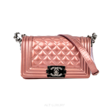 CHANEL Small Boy Flap Hồng Ánh Kim – Da Bóng Cao Cấp, Phong Cách Cá Tính – Mới 97%