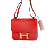 HERMÈS Constance Leather Crossbody Bag Màu Đỏ – Biểu Tượng Thanh Lịch, Mới 98%