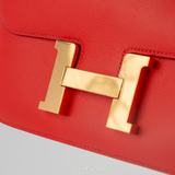 HERMÈS Constance Leather Crossbody Bag Màu Đỏ – Biểu Tượng Thanh Lịch, Mới 98%