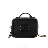 CHANEL Small Filigree Vanity Case Caviar Leather Black – Thiết Kế Sang Trọng, Mới 98% Kèm Dây Đeo