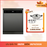 Máy Rửa Chén bán âm tủ 60cm 15 Bộ chén dĩa sấy khí nóng tuần hoàn