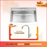 Chậu rửa chén 1 hố Inox 304 kích thước 75 cm