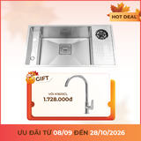 Chậu rửa chén 1 hố Inox 304 kích thước 80 cm