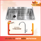     Chậu rửa chén 1 hố Inox 304 kích thước 76.2 cm

