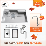 Chậu rửa chén 1 hố hạn chế trầy xước kích thước 80 cm - lắp âm hoặc lắp nổi